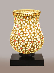 Mosaic Glass Table Lamp with wood Square Black Base (NM07)