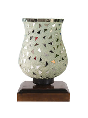 Mosaic Glass Table Lamp with wood Square Brown Base (NM30)