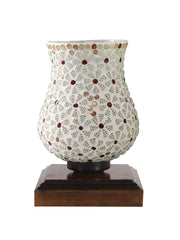 Mosaic Glass Table Lamp with wood Square Brown Base (NM28)