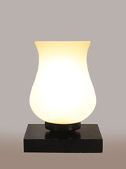 Milky Glass Table Lamp with wood Square Black Base (NM21)