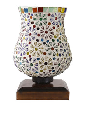 Mosaic Glass Table Lamp with wood Square Brown Base (NM29)