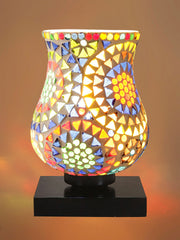 Mosaic Glass Table Lamp with wood Square Black Base (NM17)