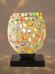 Mosaic Glass Table Lamp with wood Square Black Base (NM11)