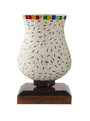 Mosaic Glass Table Lamp with wood Square Brown Base (NM40)