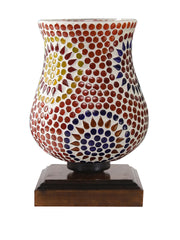 Mosaic Glass Table Lamp with wood Square Brown Base (NM35)