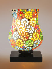 Mosaic Glass Table Lamp with wood Square Black Base (NM10)
