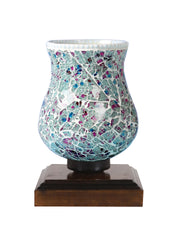 Mosaic Glass Table Lamp with wood Square Brown Base (NM32)