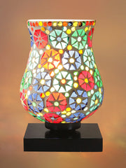 Mosaic Glass Table Lamp with wood Square Black Base (NM16)