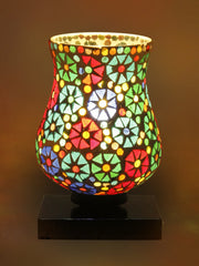 Mosaic Glass Table Lamp with wood Square Black Base (NM16)