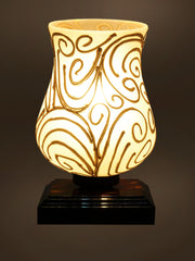 Mosaic Glass Table Lamp with wood Square Brown Base (NM37)