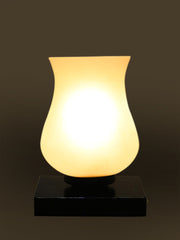 Milky Glass Table Lamp with wood Square Black Base (NM21)