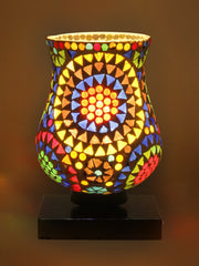 Mosaic Glass Table Lamp with wood Square Black Base (NM17)