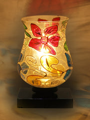 Mosaic Glass Table Lamp with wood Square Black Base (NM14)