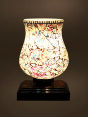 Mosaic Glass Table Lamp with wood Square Brown Base (NM32)