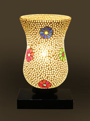 Mosaic Glass Table Lamp with wood Square Black Base (NM12)