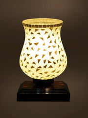 Mosaic Glass Table Lamp with wood Square Brown Base (NM30)