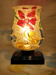 Mosaic Glass Table Lamp with wood Square Brown Base (NM36)