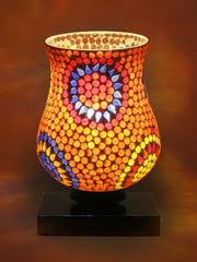 Mosaic Glass Table Lamp with wood Square Black Base (NM13)