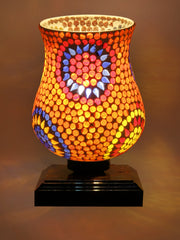 Mosaic Glass Table Lamp with wood Square Brown Base (NM35)