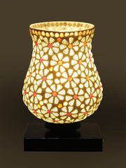 Mosaic Glass Table Lamp with wood Square Black Base (NM07)