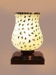 Mosaic Glass Table Lamp with wood Square Brown Base (NM30)