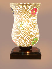 Mosaic Glass Table Lamp with wood Square Brown Base (NM34)