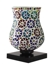 Mosaic Glass Table Lamp with wood Square Black Base (NM16)