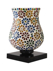 Mosaic Glass Table Lamp with wood Square Black Base (NM10)