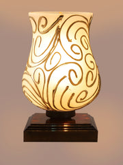 Mosaic Glass Table Lamp with wood Square Brown Base (NM37)