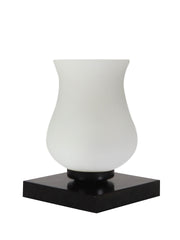 Milky Glass Table Lamp with wood Square Black Base (NM21)