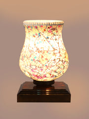 Mosaic Glass Table Lamp with wood Square Brown Base (NM32)