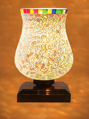 Mosaic Glass Table Lamp with wood Square Brown Base (NM40)