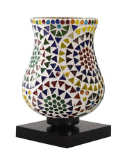 Mosaic Glass Table Lamp with wood Square Black Base (NM17)