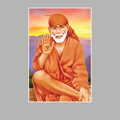Shirdi Sai Baba Om Sai Ram Wall Painting for Positive Energy