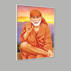Shirdi Sai Baba Om Sai Ram Wall Painting for Positive Energy