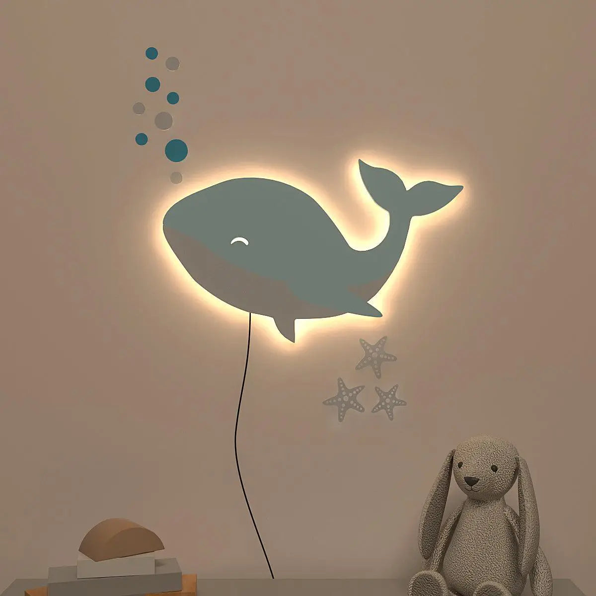 Baby Dolphin Backlit Wooden Wall Décor