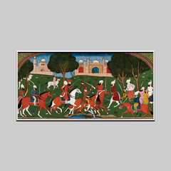 Traditional Indian Folk Art Wall Painting – Divine Procession with Lord Krishna – Handcrafted Pattachitra Style Decor