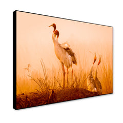 Striking Sarus Crane Rectangular Canvas Wall Painting