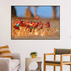 Mesmerising Red & Blue-Winged African Birds Wall Painting