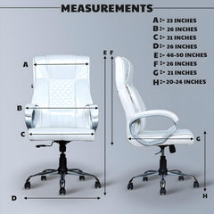 White Leatherette Boss Office Chair | 360° Swivel & Tilting Locking Mechanism | Chrome Stand & Engineering Wood