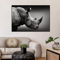 Monochromatic Rhino Portrait Canvas Painting