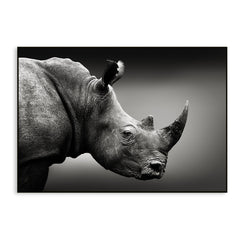 Monochromatic Rhino Portrait Canvas Painting