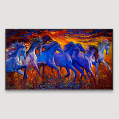 DecorsMantra Big Panoramic Running Horses Abstract Design Canvas