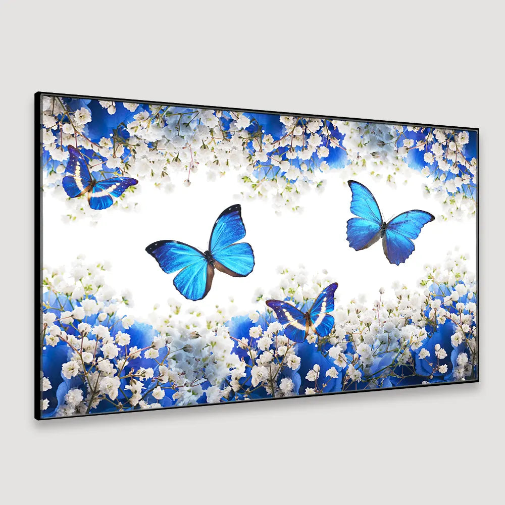 Butterflies in Garden Scenery Canvas  Wall Hanging