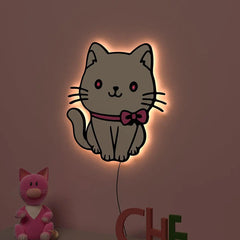 Cute Kitten Backlit Wooden Wall Décor