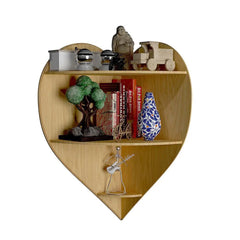 Heart Shape Wood Corner Wall Shelf / Book Shelf,Oak Finish