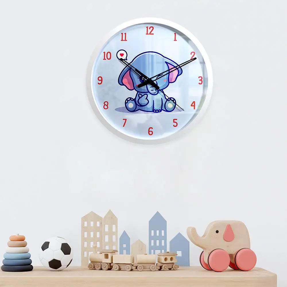 Playful Baby Elephant Kids Wall Clock