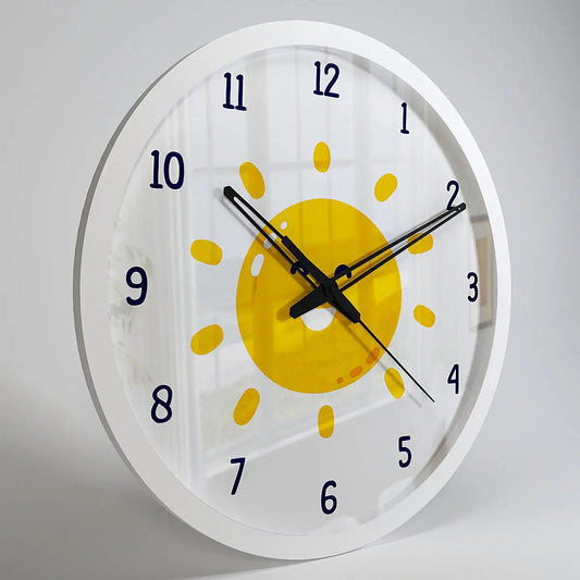 Sunny Day Kids Wall Clock in White Yellow Color