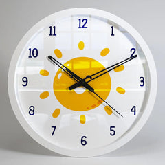 Sunny Day Kids Wall Clock in White Yellow Color