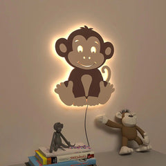 Cheerful Monkey Baby Backlit Wooden Wall Décor